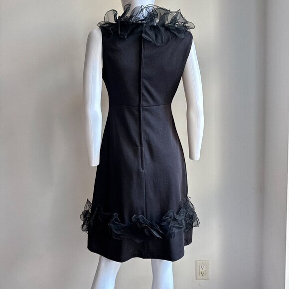Vintage Black Little Black Dress w Ruffle Detail S - Picture 5 of 8